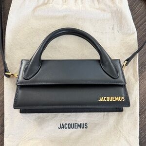 Jacquemus Black Le Chiquito Top-Handle Mini Bag with Gold Logo